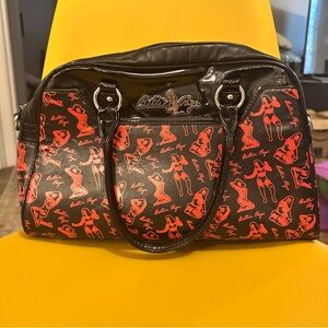 Bettie Page Retro Black and Red Shoulder Bag